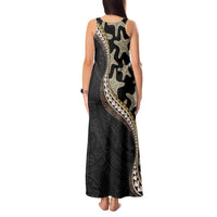 Beige Polynesian Starfish Unique Pattern Tank Maxi Dress