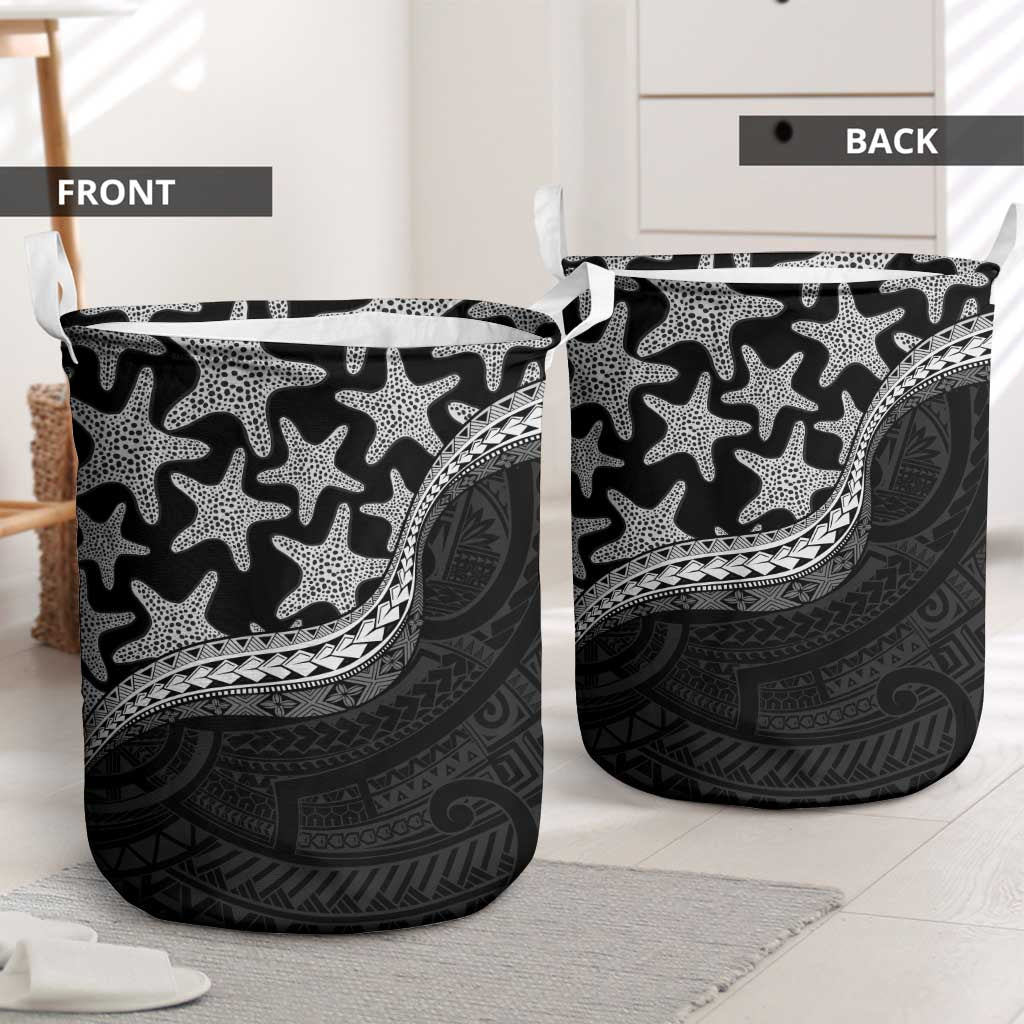 Monotone Polynesian Starfish Unique Pattern Laundry Basket