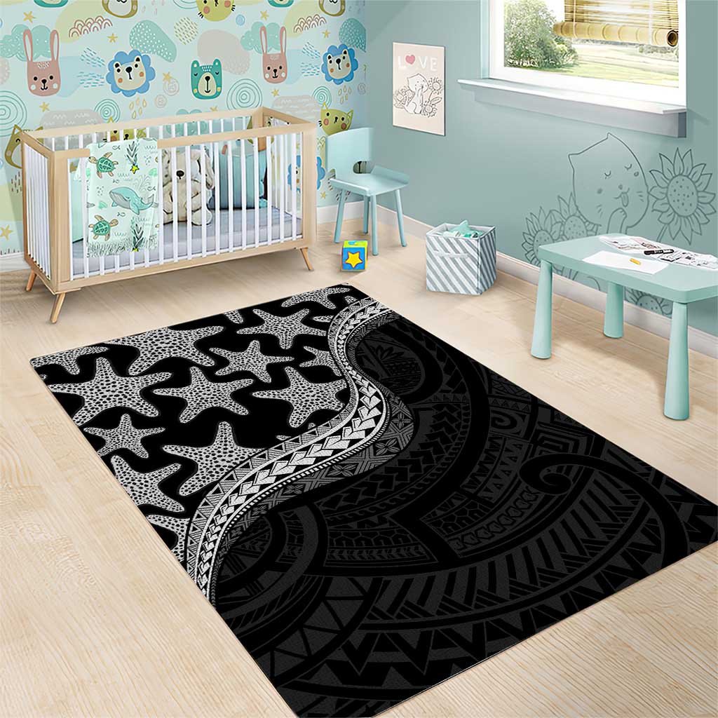 Monotone Polynesian Starfish Unique Pattern Area Rug