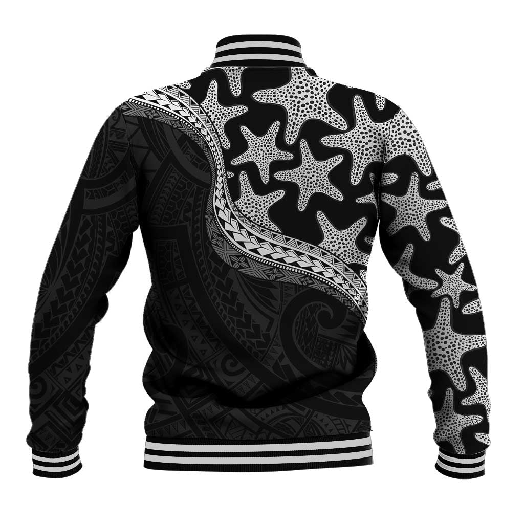 Monotone Polynesian Starfish Unique Pattern Baseball Jacket