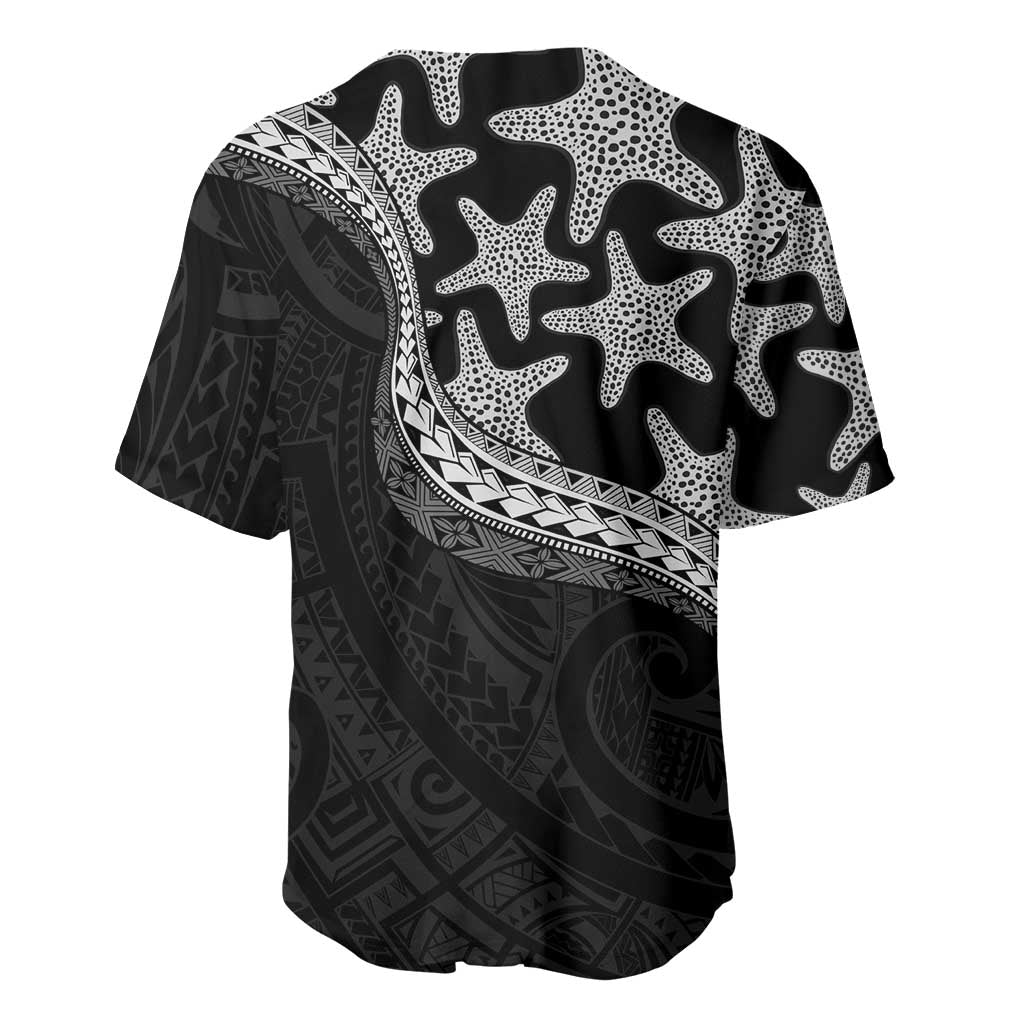 Monotone Polynesian Starfish Unique Pattern Baseball Jersey