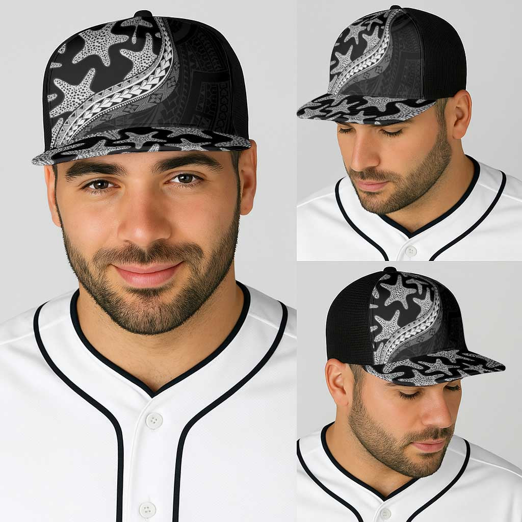 Monotone Polynesian Starfish Unique Pattern Baseball Net Cap