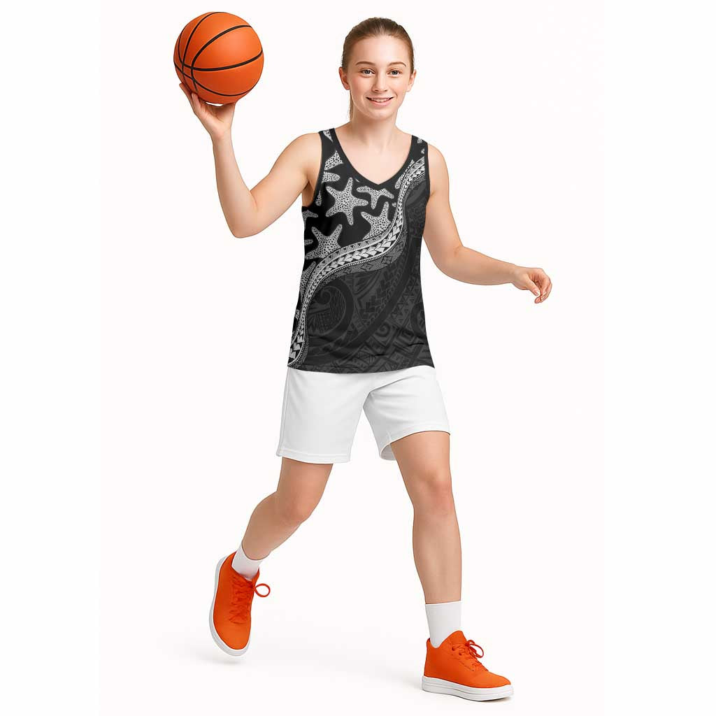 Monotone Polynesian Starfish Unique Pattern Basketball Jersey