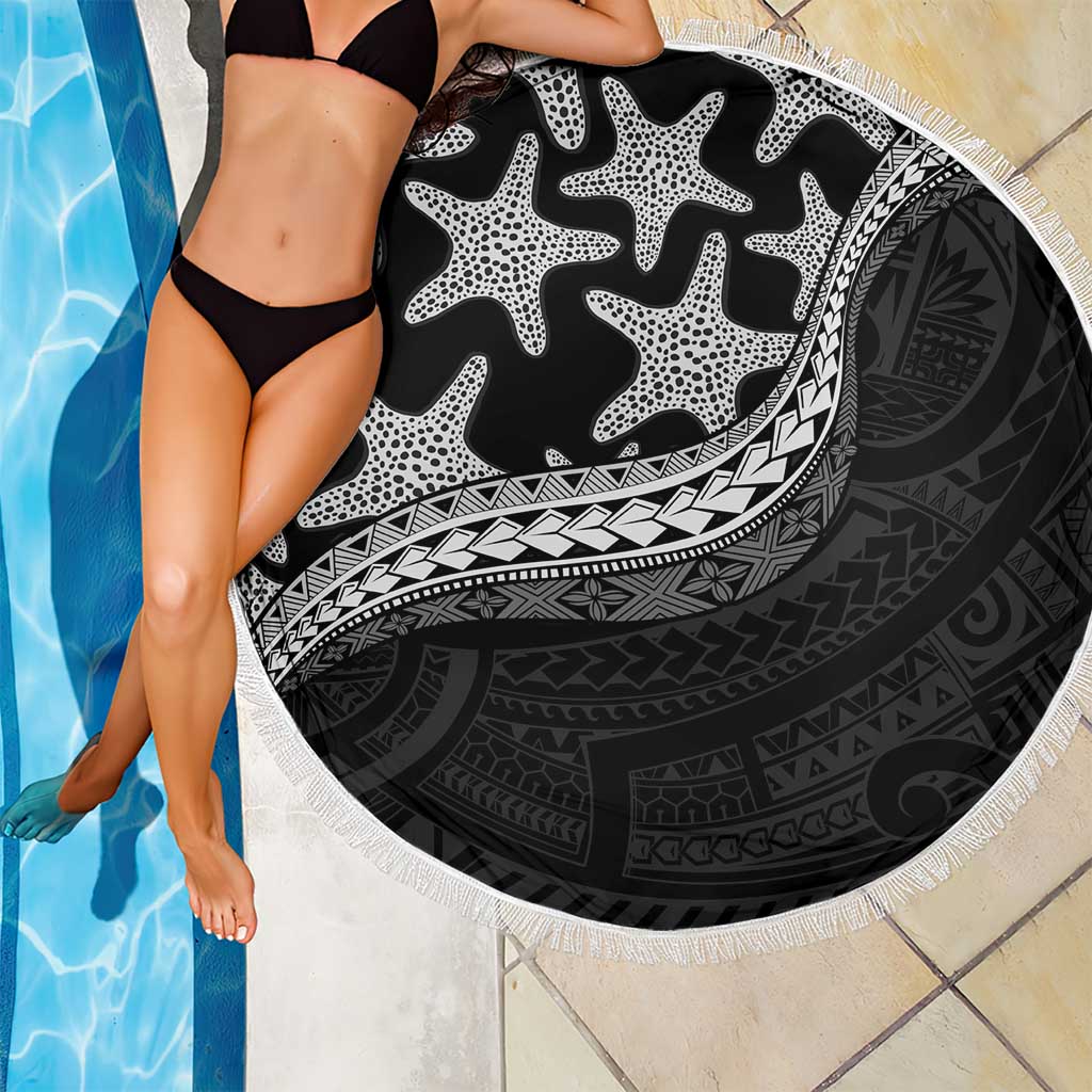 Monotone Polynesian Starfish Unique Pattern Beach Blanket