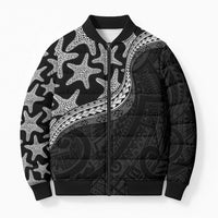 Monotone Polynesian Starfish Unique Pattern Bomber Puffer Jacket
