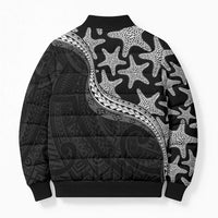 Monotone Polynesian Starfish Unique Pattern Bomber Puffer Jacket