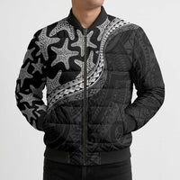 Monotone Polynesian Starfish Unique Pattern Bomber Puffer Jacket