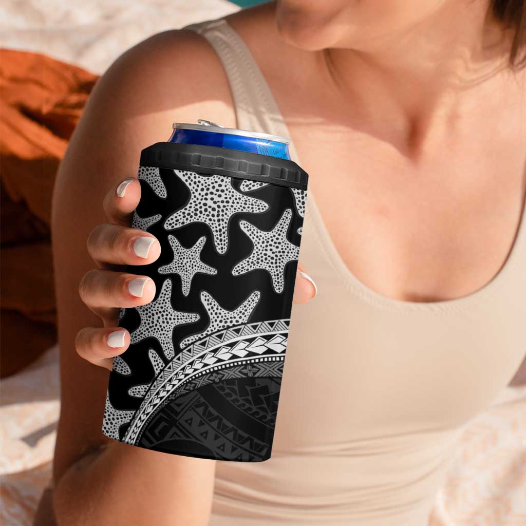 Monotone Polynesian Starfish Unique Pattern 4 in 1 Can Cooler Tumbler