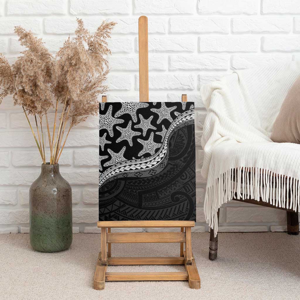 Monotone Polynesian Starfish Unique Pattern Canvas Wall Art