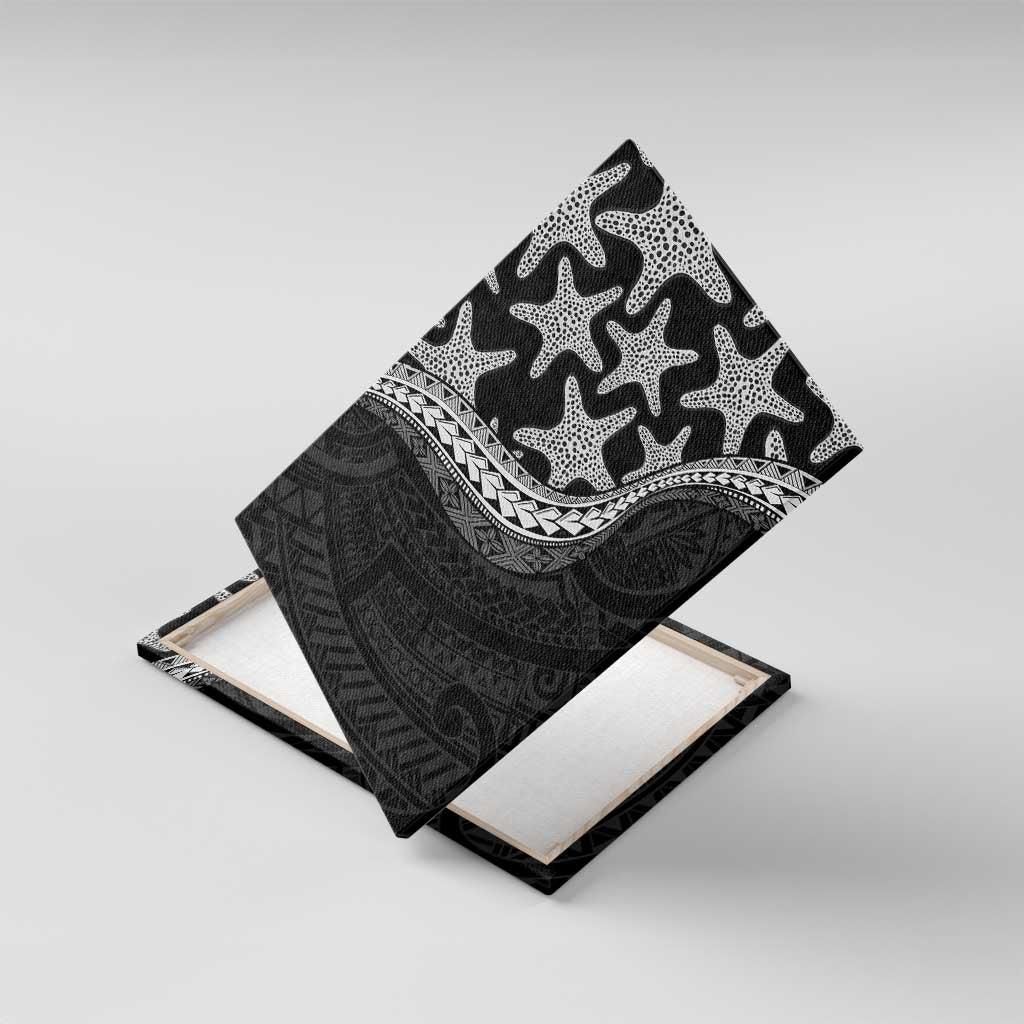 Monotone Polynesian Starfish Unique Pattern Canvas Wall Art