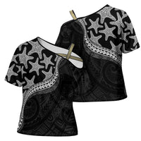 Monotone Polynesian Starfish Unique Pattern Cross Shoulder Shirt