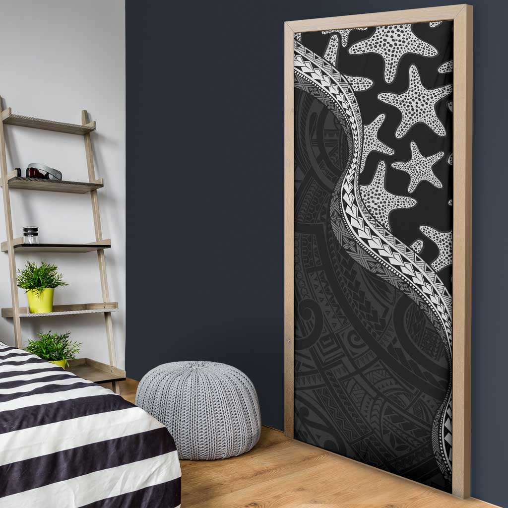 Monotone Polynesian Starfish Unique Pattern Door Cover