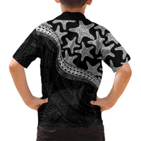 Monotone Polynesian Starfish Unique Pattern Family Matching Summer Maxi Dress and Hawaiian Shirt