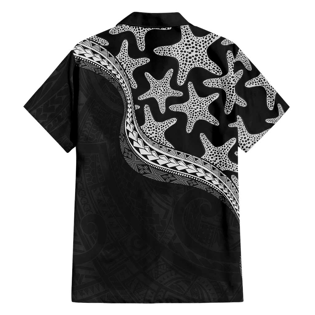 Monotone Polynesian Starfish Unique Pattern Family Matching Summer Maxi Dress and Hawaiian Shirt