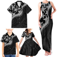 Monotone Polynesian Starfish Unique Pattern Family Matching Tank Maxi Dress and Hawaiian Shirt LT01 - Polynesian Pride
