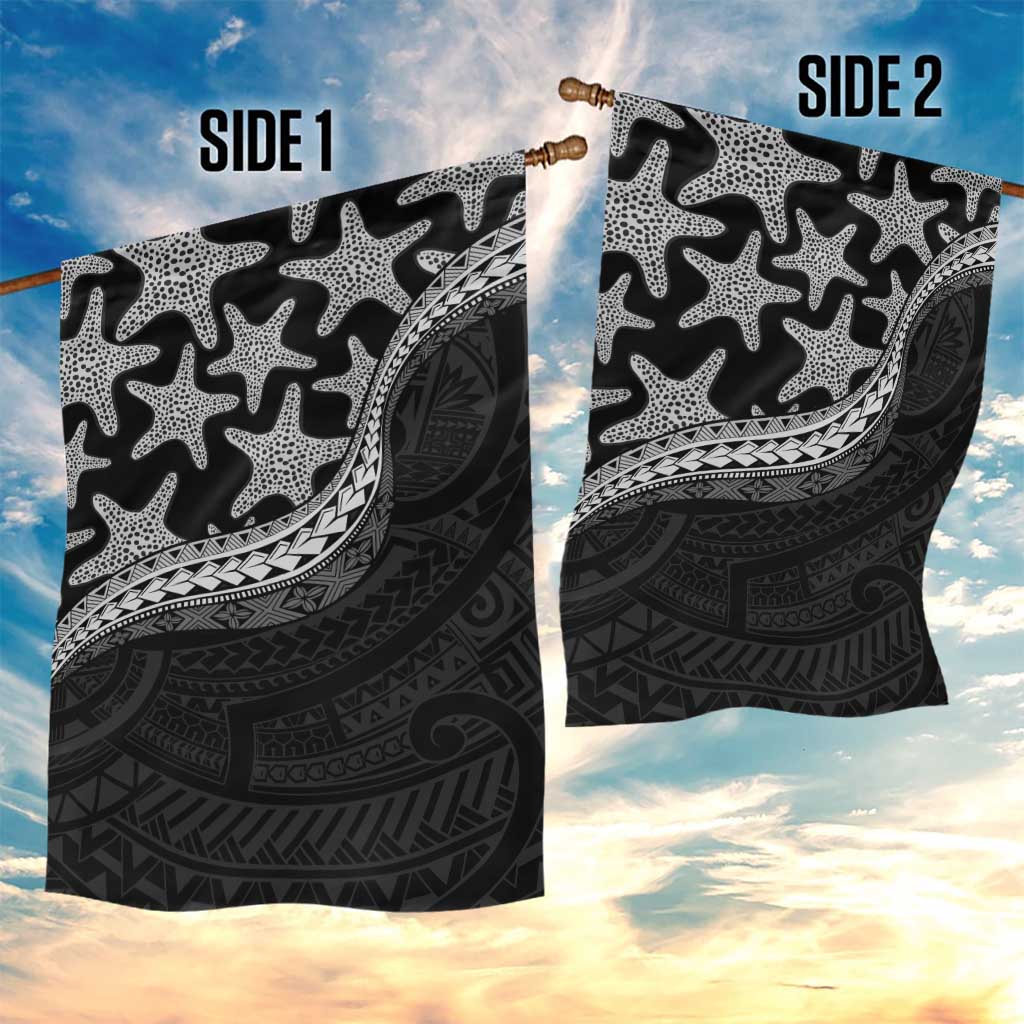 Monotone Polynesian Starfish Unique Pattern Garden Flag