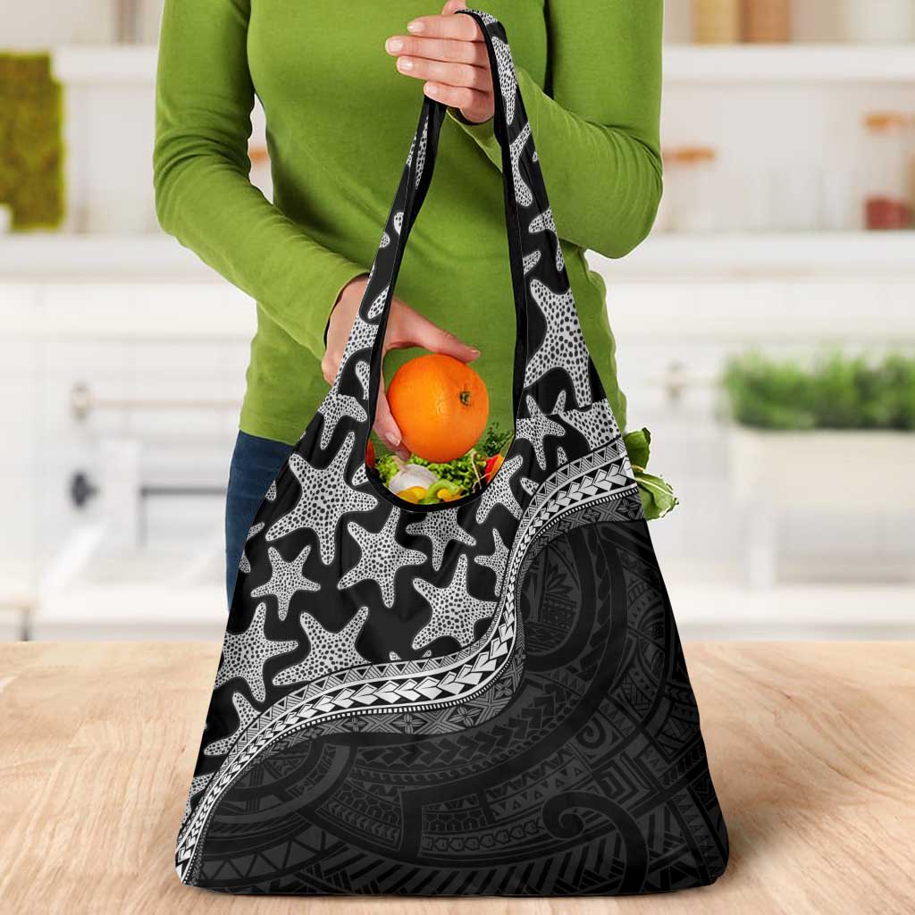 Monotone Polynesian Starfish Unique Pattern Grocery Bag