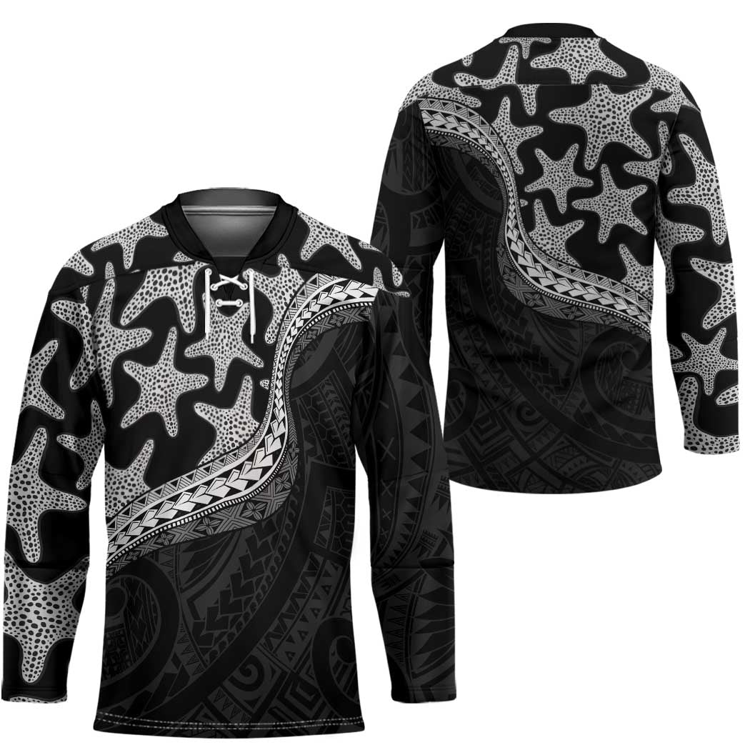 Monotone Polynesian Starfish Unique Pattern Hockey Jersey