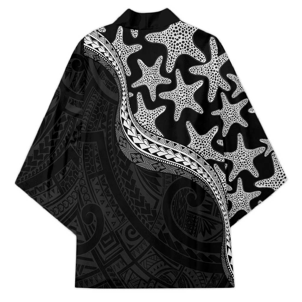 Monotone Polynesian Starfish Unique Pattern Kimono