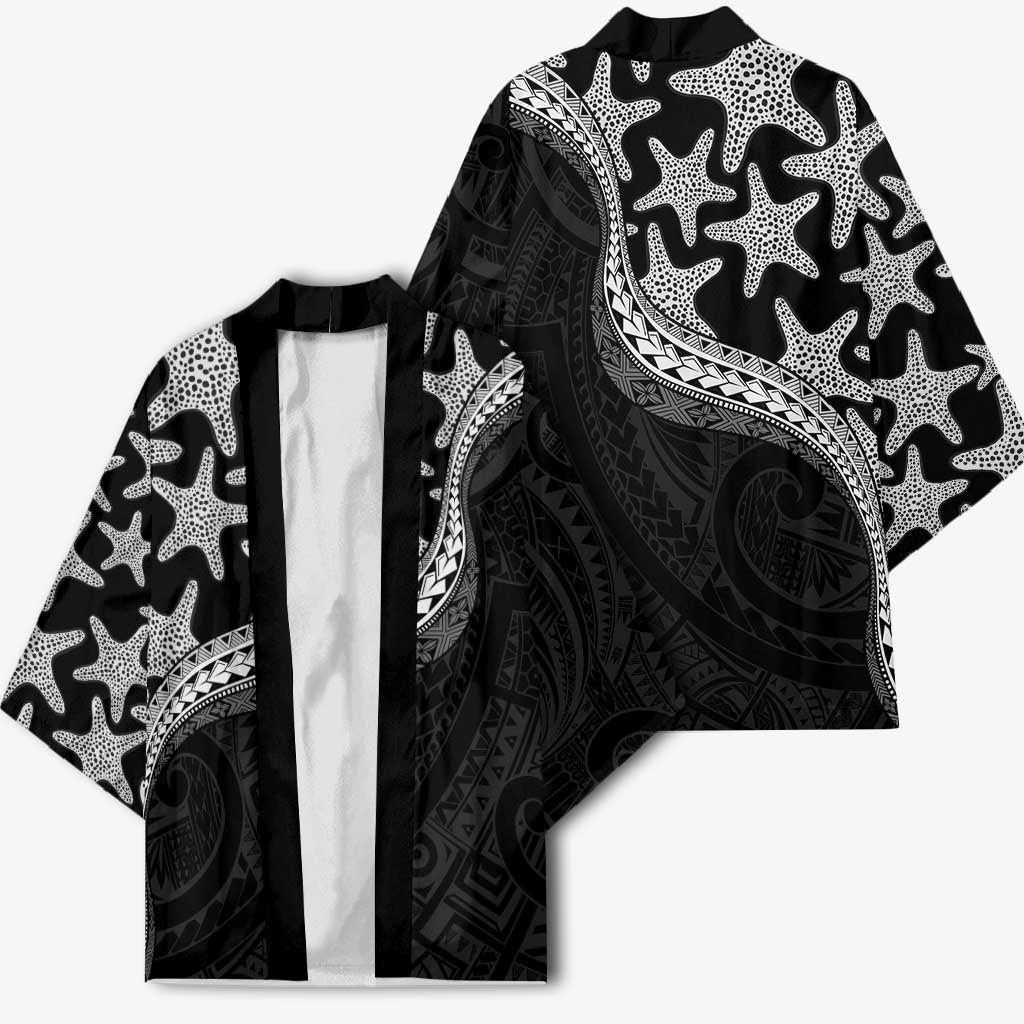 Monotone Polynesian Starfish Unique Pattern Kimono