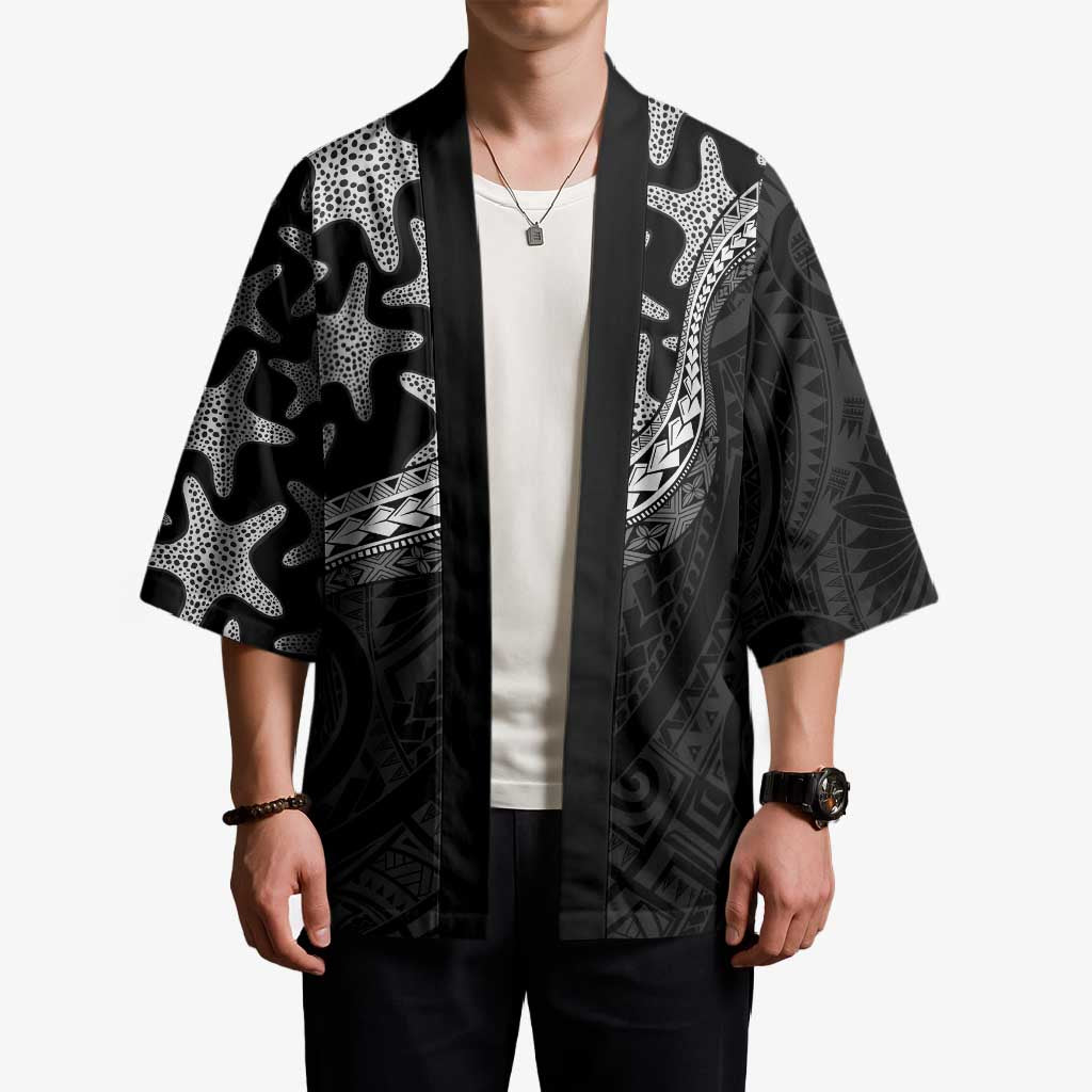 Monotone Polynesian Starfish Unique Pattern Kimono