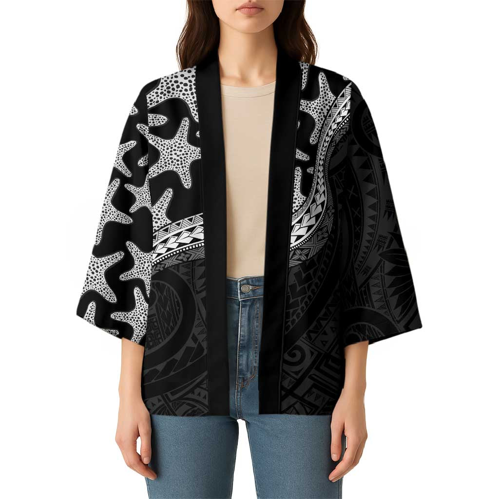 Monotone Polynesian Starfish Unique Pattern Kimono