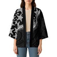 Monotone Polynesian Starfish Unique Pattern Kimono