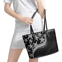 Monotone Polynesian Starfish Unique Pattern Leather Tote Bag