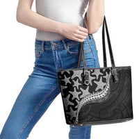 Monotone Polynesian Starfish Unique Pattern Leather Tote Bag