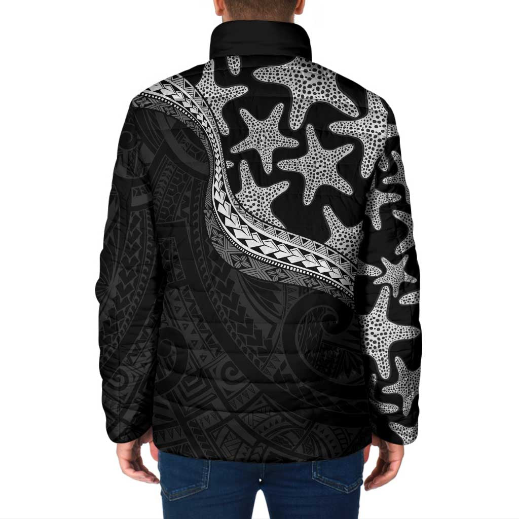 Monotone Polynesian Starfish Unique Pattern Padded Jacket