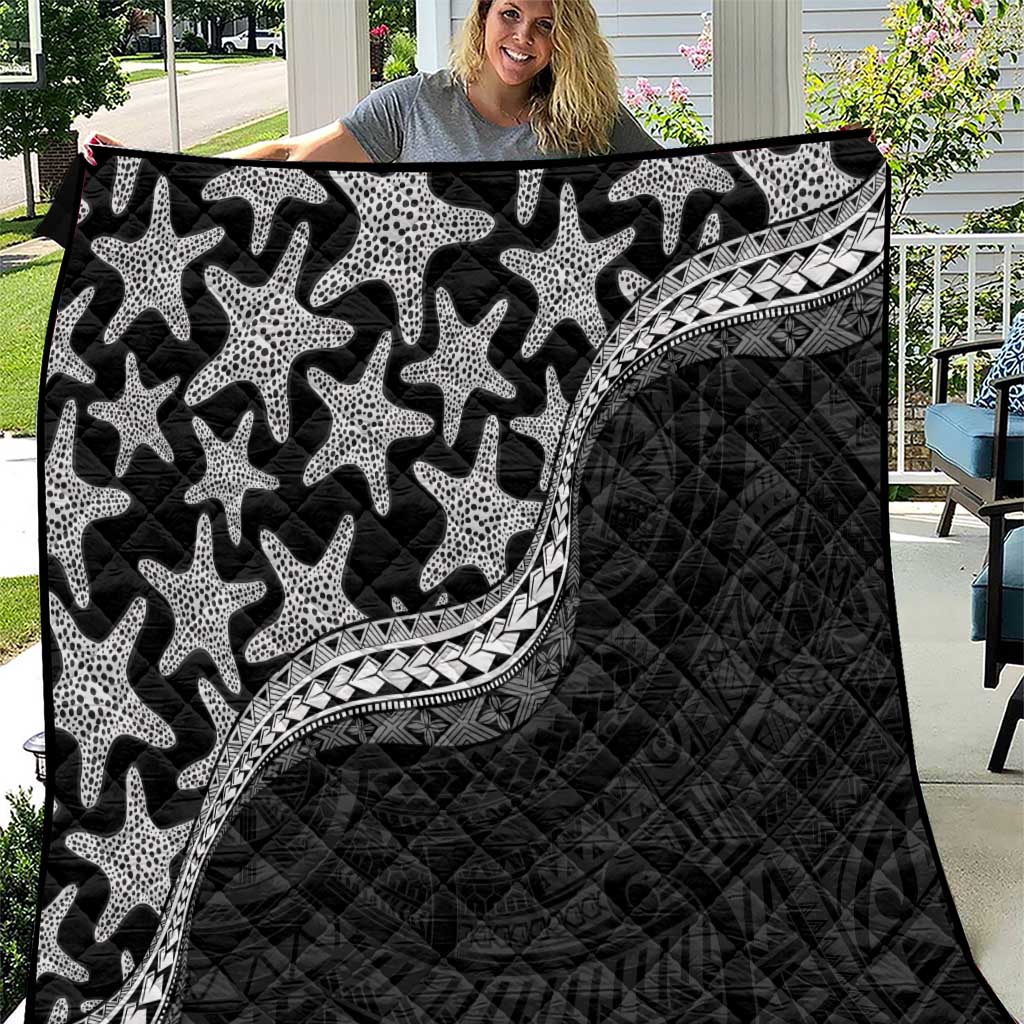 Monotone Polynesian Starfish Unique Pattern Quilt
