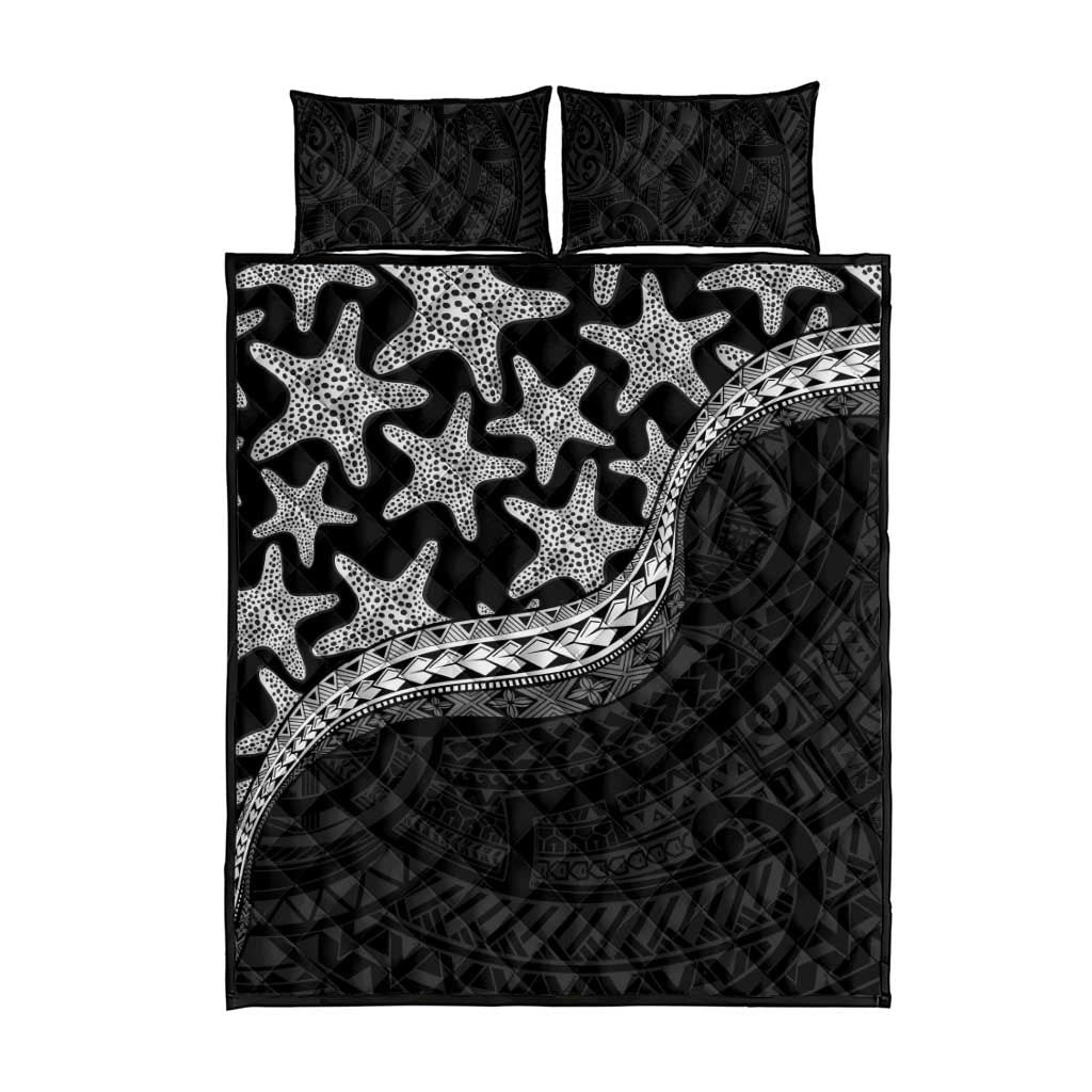Monotone Polynesian Starfish Unique Pattern Quilt Bed Set