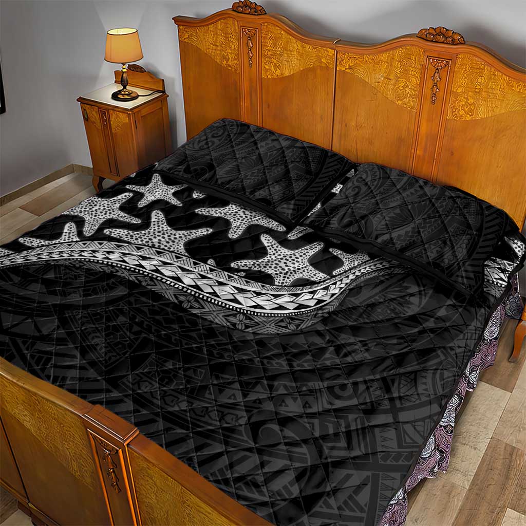 Monotone Polynesian Starfish Unique Pattern Quilt Bed Set