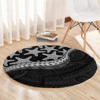 Monotone Polynesian Starfish Unique Pattern Round Carpet