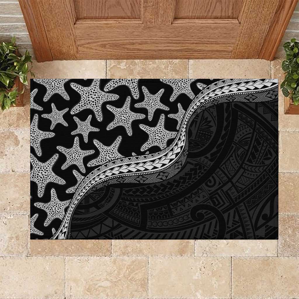 Monotone Polynesian Starfish Unique Pattern Rubber Doormat