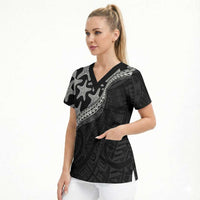 Monotone Polynesian Starfish Unique Pattern Scrub Top