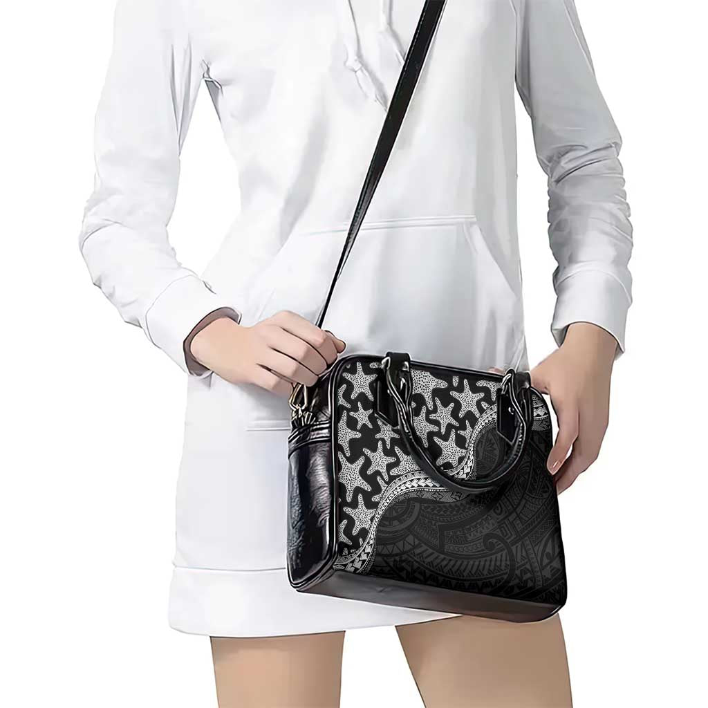 Monotone Polynesian Starfish Unique Pattern Shoulder Handbag