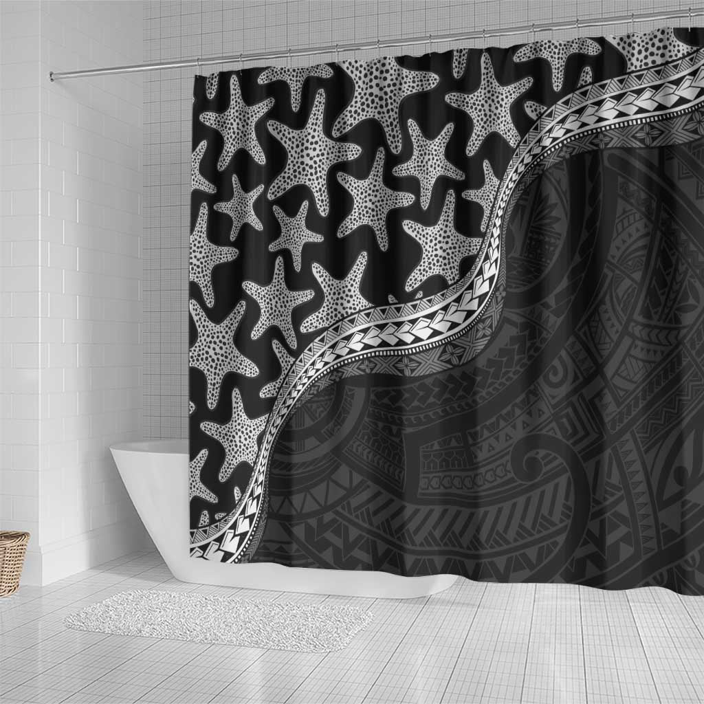 Monotone Polynesian Starfish Unique Pattern Shower Curtain