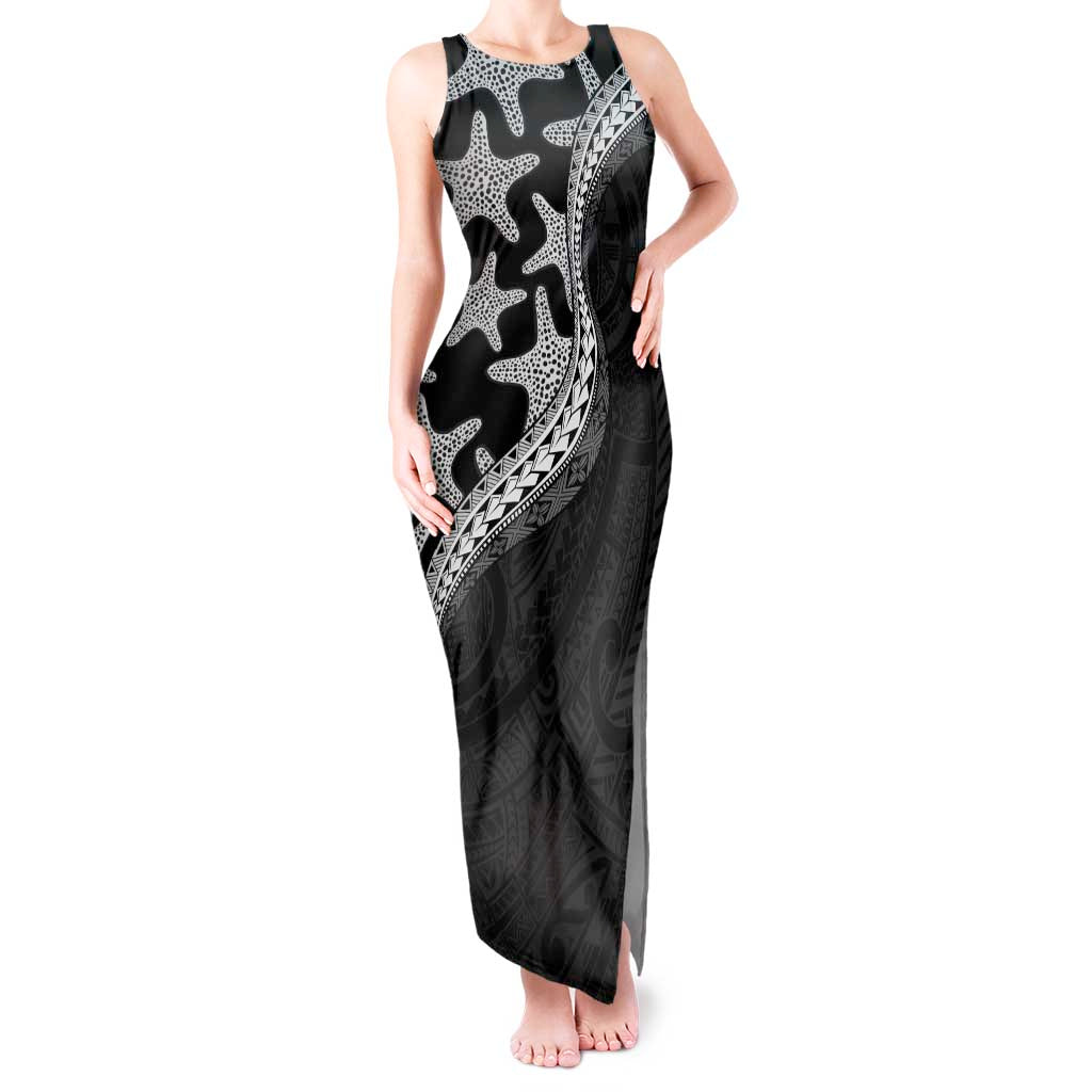 Monotone Polynesian Starfish Unique Pattern Tank Maxi Dress