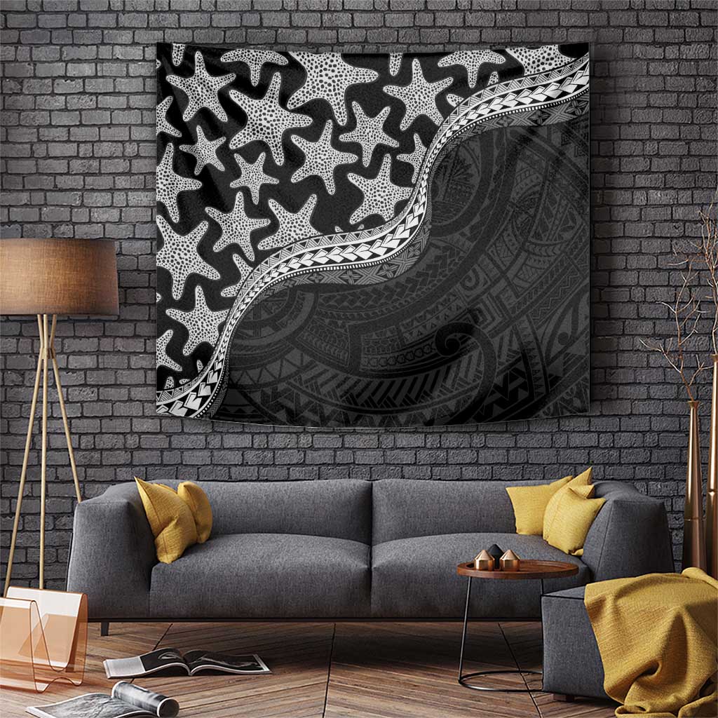 Monotone Polynesian Starfish Unique Pattern Tapestry