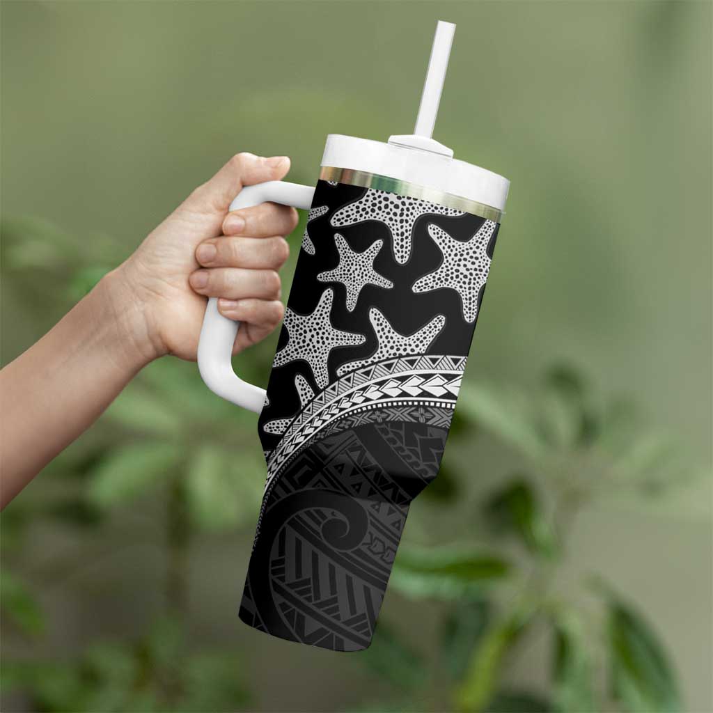 Monotone Polynesian Starfish Unique Pattern Tumbler With Handle