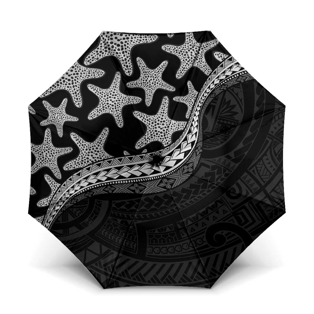 Monotone Polynesian Starfish Unique Pattern Umbrella