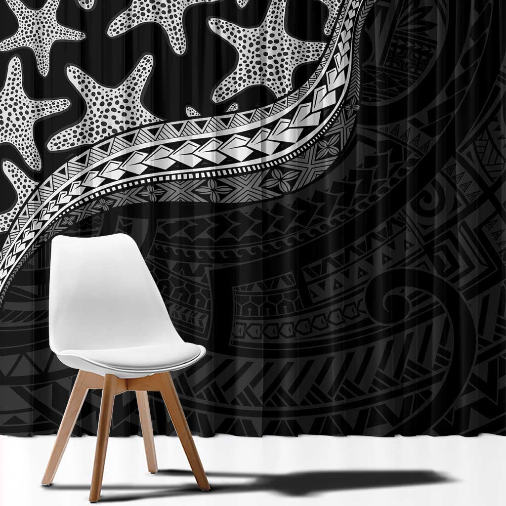 Monotone Polynesian Starfish Unique Pattern Window Curtain