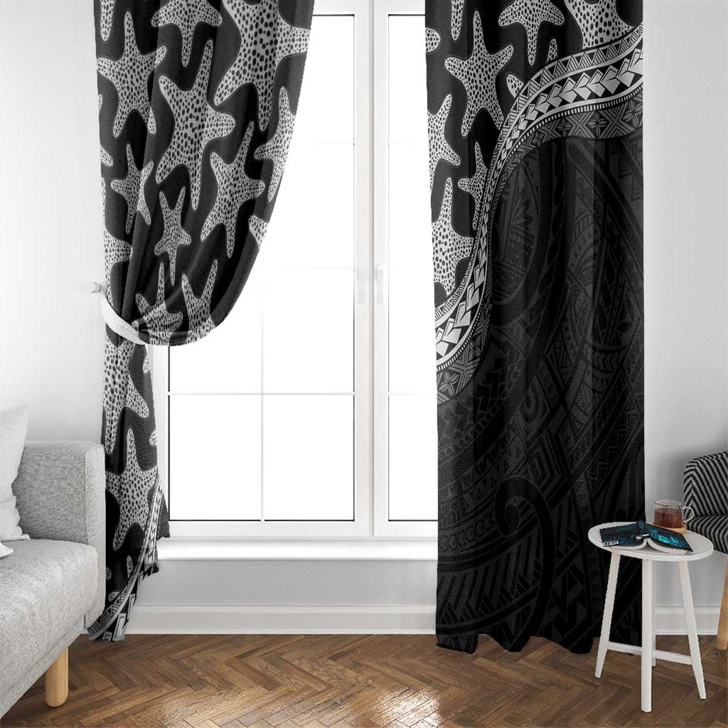Monotone Polynesian Starfish Unique Pattern Window Curtain