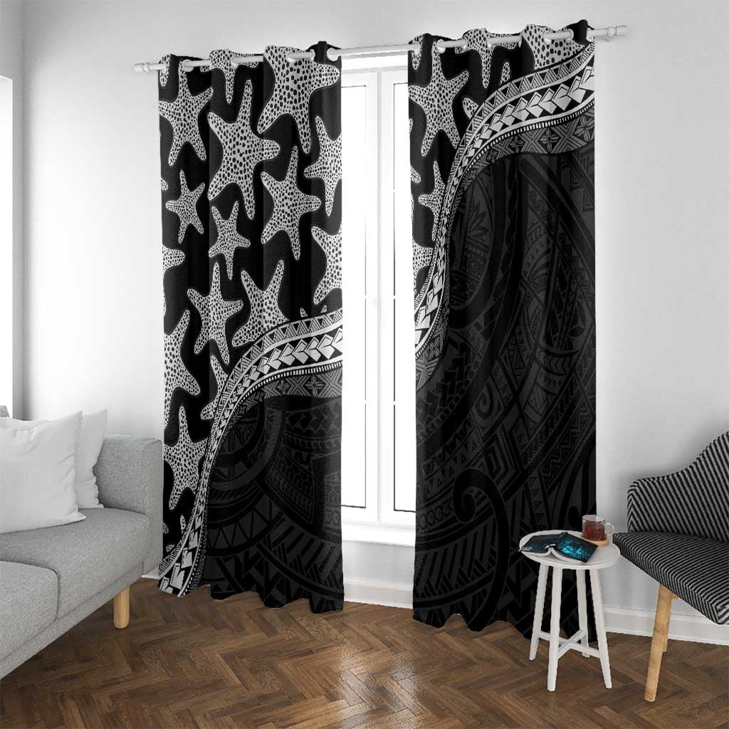 Monotone Polynesian Starfish Unique Pattern Window Curtain