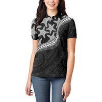 Monotone Polynesian Starfish Unique Pattern Women Polo Shirt