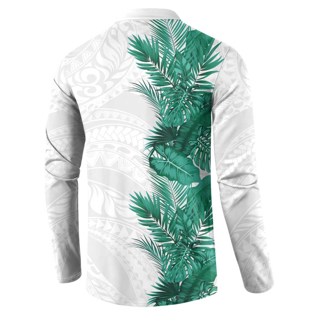 Hawaii Tropical Leaves Button Sweatshirt Polynesian Pattern