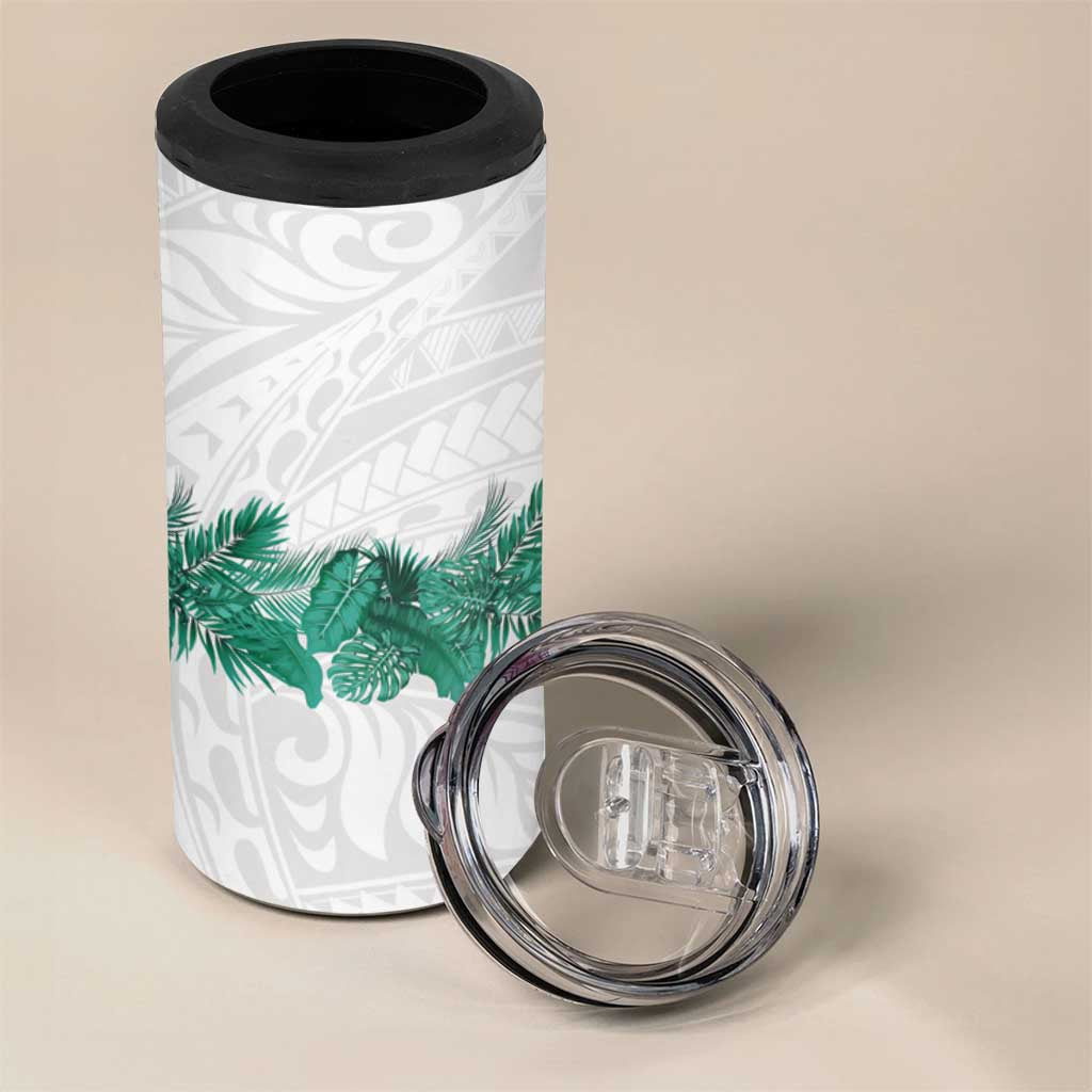Hawaii Tropical Leaves 4 in 1 Can Cooler Tumbler Polynesian Pattern