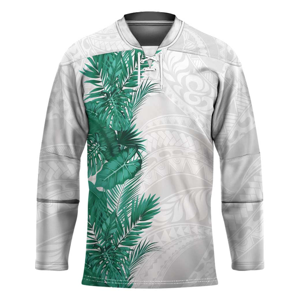 Hawaii Tropical Leaves Hockey Jersey Polynesian Pattern