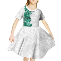 Hawaii Tropical Leaves Kid Short Sleeve Dress Polynesian Pattern